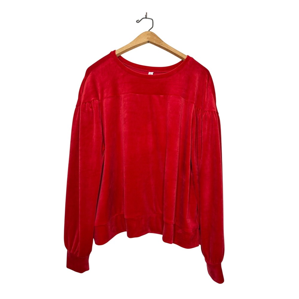 BP Nordstrom Womens Red Velour Crew Neck Sweater Plus Size 1X